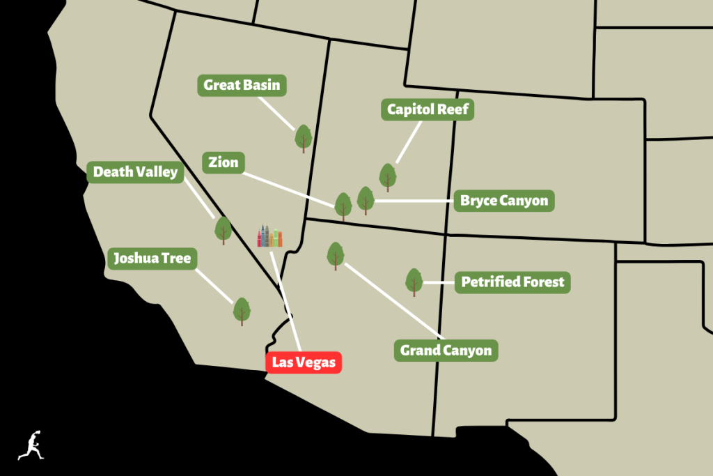 National parks near Las Vegas map