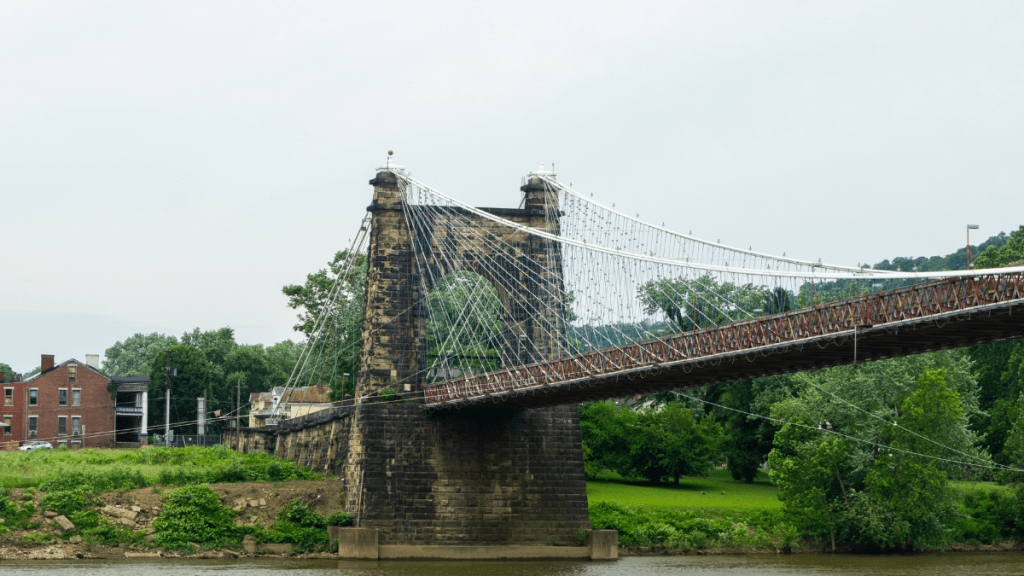 The suspension bridge in Wheeling, WV