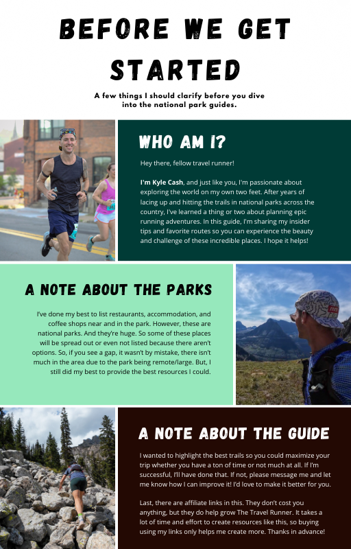 About section of the national park running guide