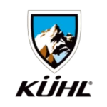 Mountain peak illustration in a shield with snow-covered tops, paired with bold black "KÜHL" text below.